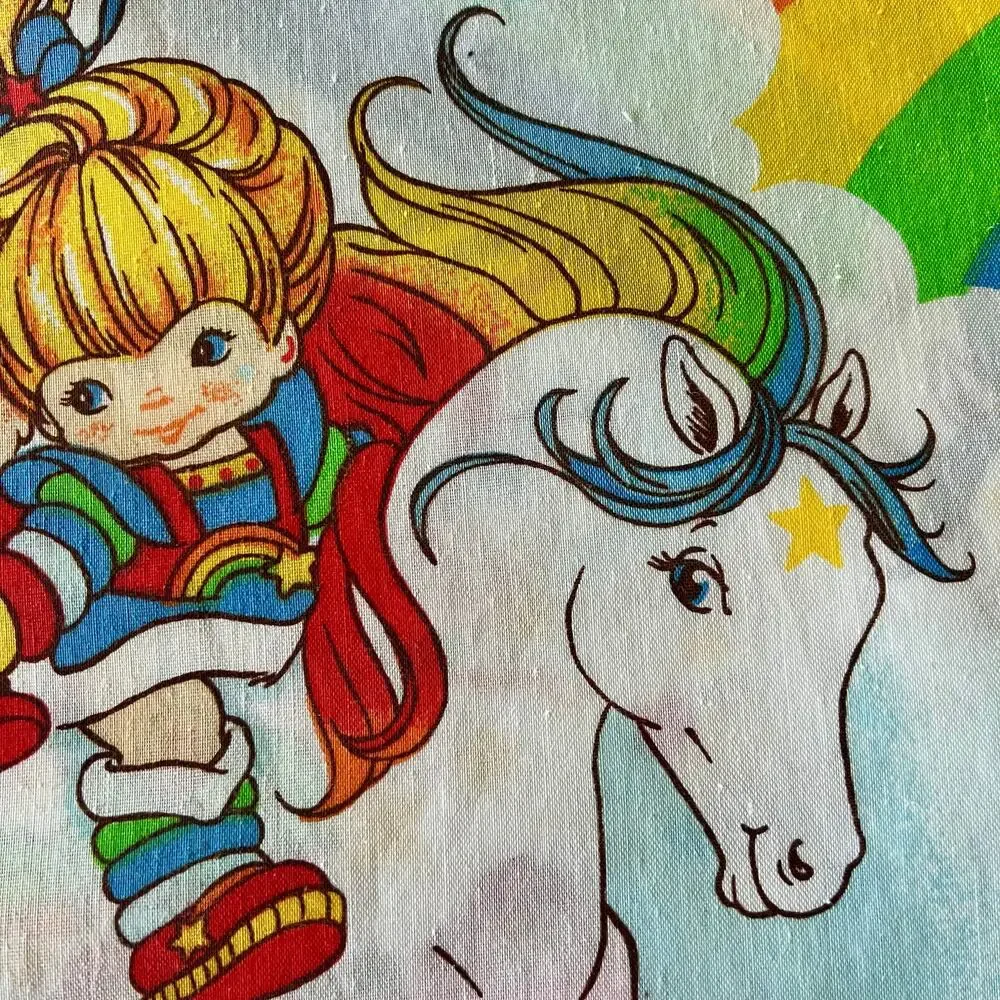 Vintage Rainbow Brite Full Flat Sheet 1983 Hallmark Bibb Stranger Things Bedding
